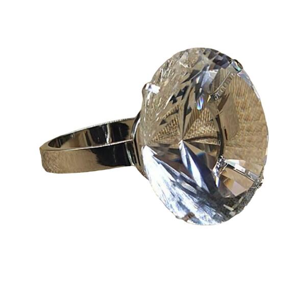 Diamonds are a Girls Best Friend Large Glass Diamond Ring Paperweight Wedding - Picture 4 of 9